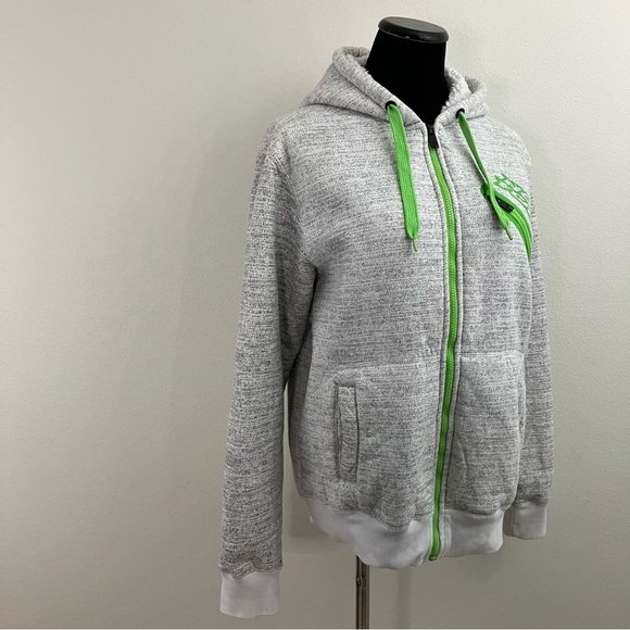 NO FEAR | Gray & Lime Green Hoodie Zipper Jacket - Picture 4 of 11